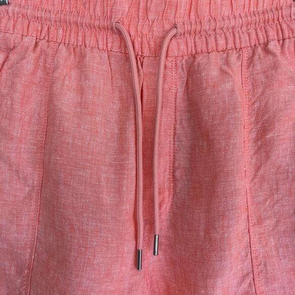 Athleta Sz 12 100% Linen Retreat Shorts 4” In Peach Pull-on Pockets Comfortable - Picture 6 of 16